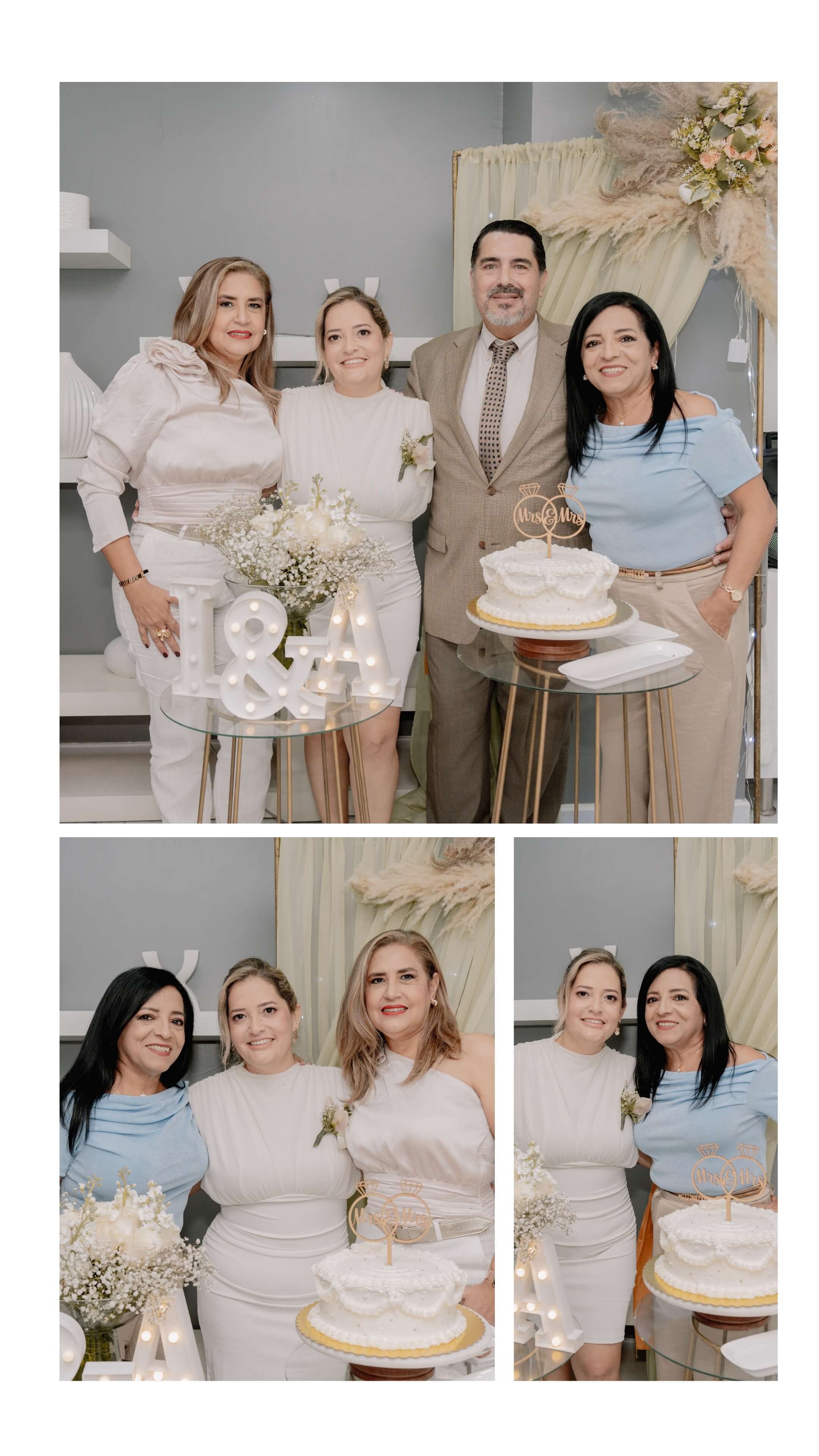 La pareja novata, rodeada de amigos y familiares.
